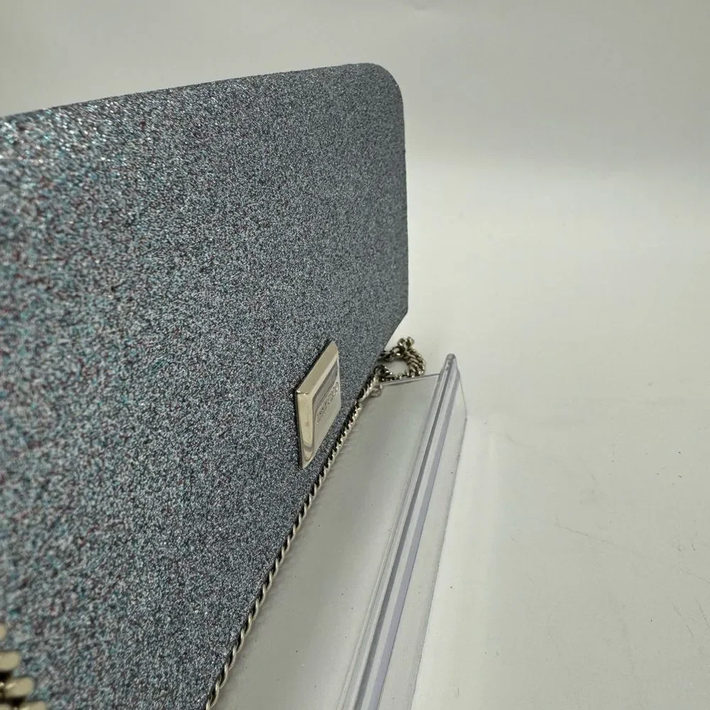 Auth Jimmy Choo Lilia Shadded Glitter Multicolor Fabric Clutch Preloved Purse